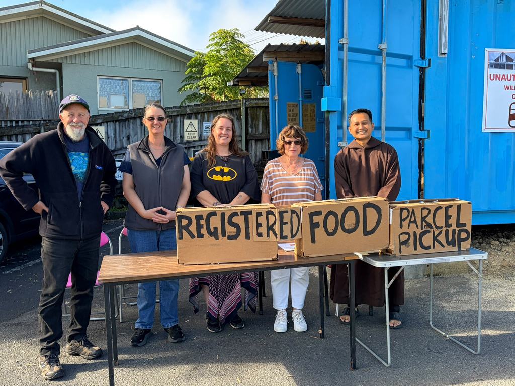 At the food parcel pick-up