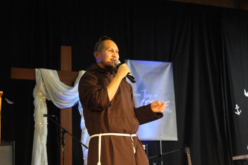 Speaking at a gathering